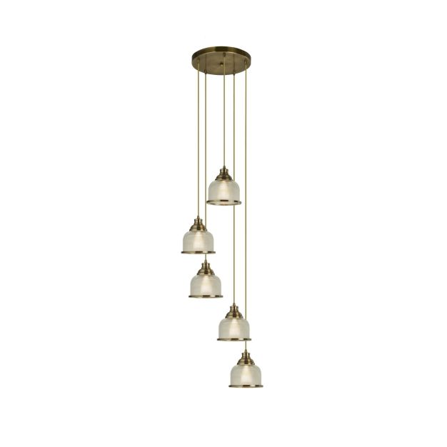 Searchlight Bistro II - hanglamp - Ø 38 x 150 cm - antiek messing