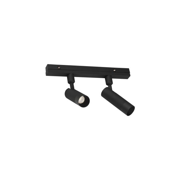 Nova Luce Lod 48V - dubbel lichtpunt magnetisch railsysteem - 24,5 x 10 x 2,5 cm - 2 x 5W dimbare LED incl. - zandzwart