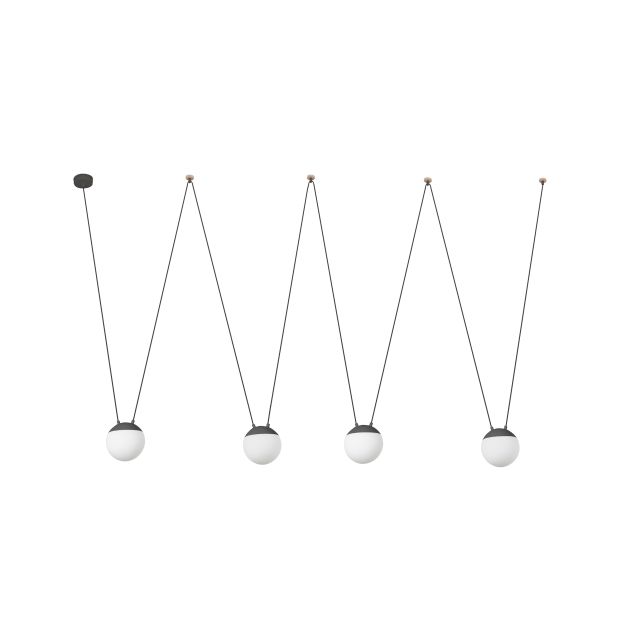 Faro Mine - hanglamp 4L - donkergrijs - glas