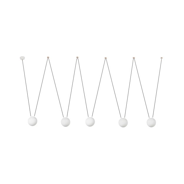 Faro Mine - hanglamp 5L - mat wit - glas