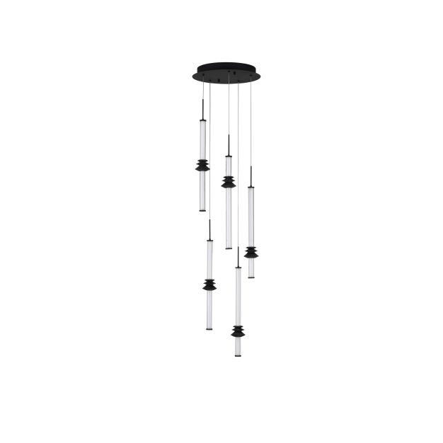 Nova Luce Stalactite - hanglamp - Ø 35 x 210 cm - 32W dimbare LED incl. - zandzwart