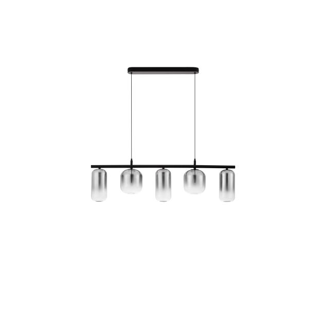 Nova Luce Aelia - hanglamp - 95 x 145 x 14 cm - 19W dimbare LED incl. - mat zwart en rokerig grijs