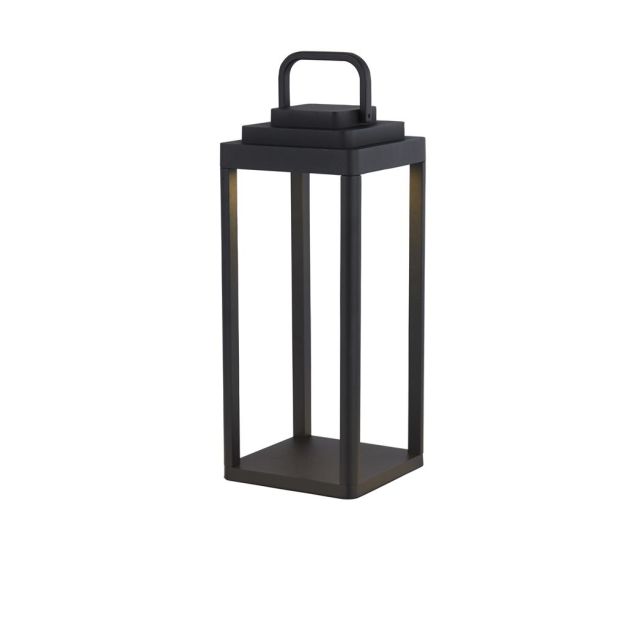 Searchlight Portobello - tafellamp -  oplaadbaar via USB - 15 x 15 x 35 cm - 2W dimbare LED incl. - IP54 - zwart