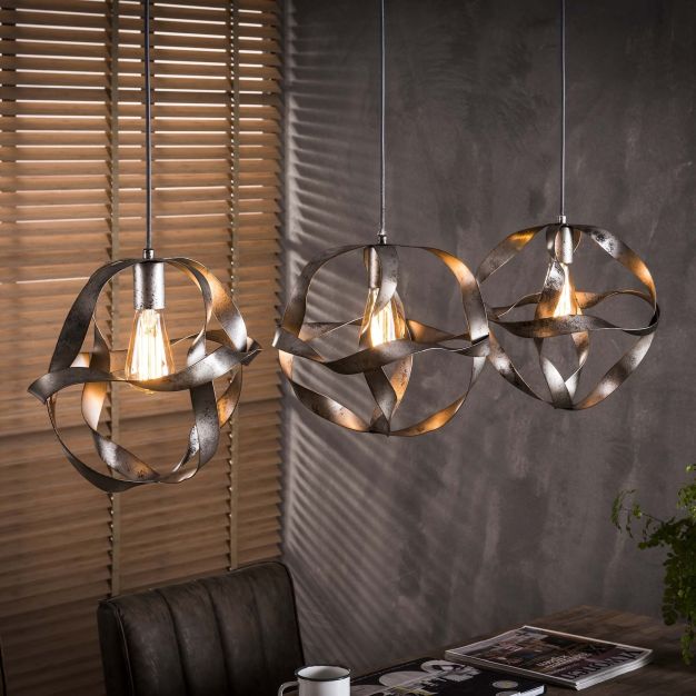 Vico Twist - hanglamp 3L -  120 x 30 x 110 cm - oud zilver