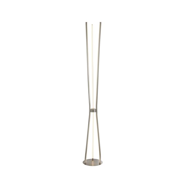 Searchlight Tripod - staanlamp - 165 cm - 53W LED incl. - satijn nikkel en wit