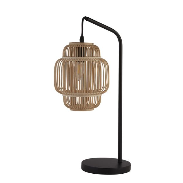 Searchlight Java - tafellamp - 20 x 55 cm - zwart en lichtbruin