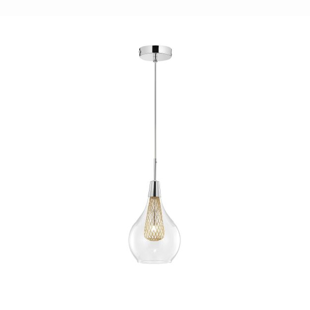 Nova Luce Filo - hanglamp - Ø 16 x 120 cm - chroom en goud