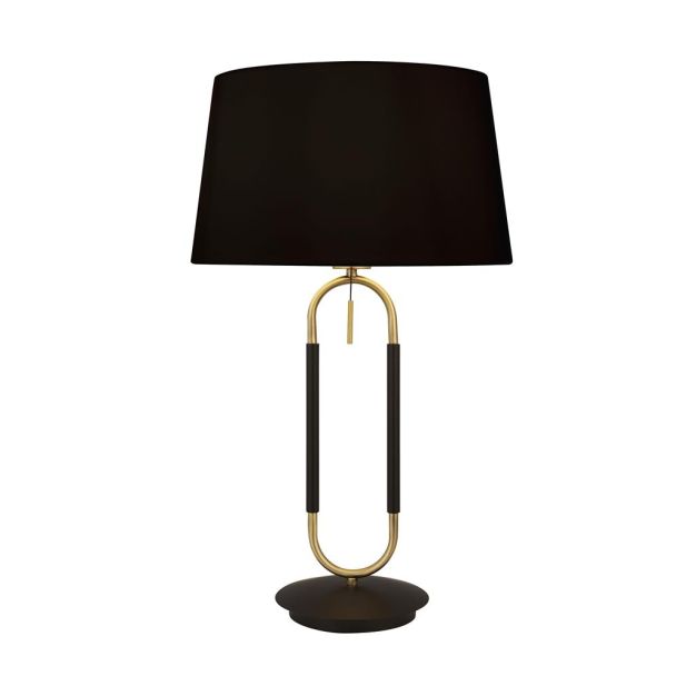 Searchlight Jazz - tafellamp - Ø 37 x 63 cm - zwart en satijn messing