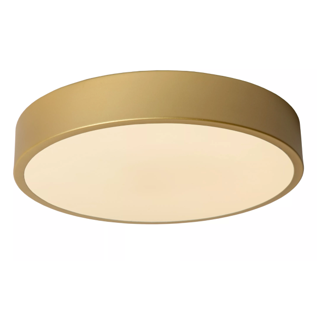 Lucide Unar - plafondverlichting - Ø 30 x 5 cm - 18W dimbare LED incl. -  3 stappen dimmer - mat goud