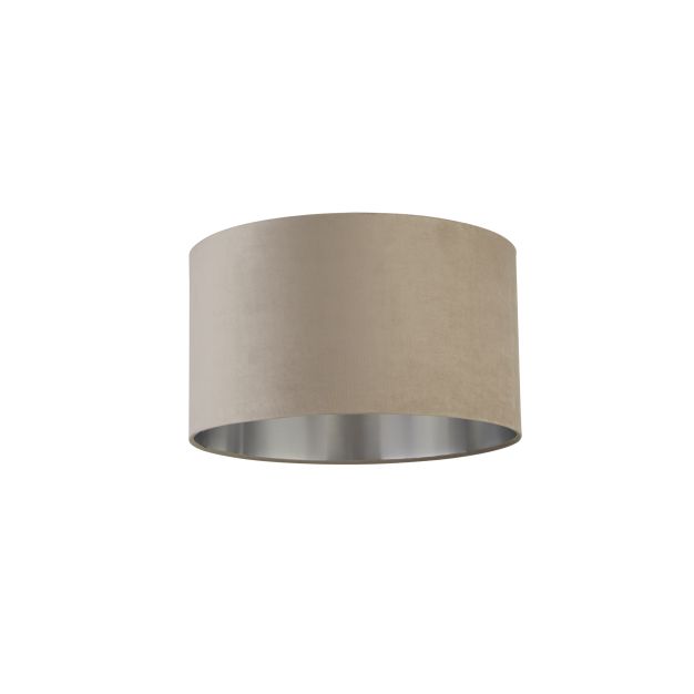 Searchlight Drum Shade - lampenkap - Ø 45 x 26 cm - taupe en geborsteld zilver