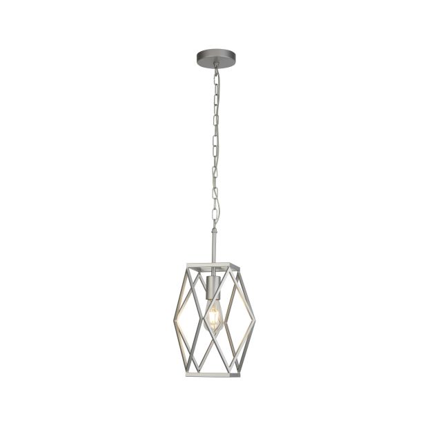 Searchlight Chassis - hanglamp - 25 x 25 x 95 cm - satijn zilver