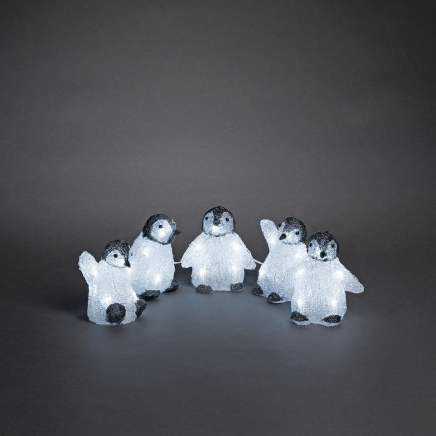 Konstsmide kerstverlichting - baby pinguïns - 12 x 8 x 12,5 cm - IP44 - zwart & wit