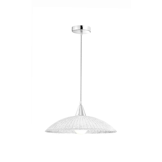 Nova Luce Shell - hanglamp - Ø 40 x 100 cm - wit en chroom