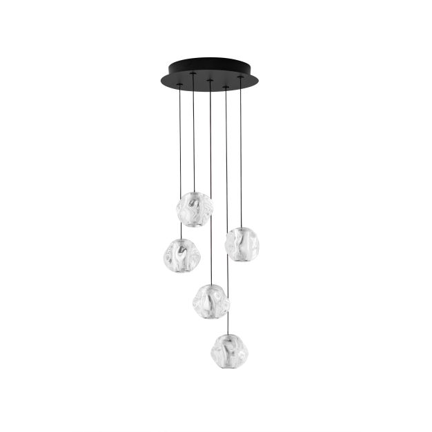 Nova Luce Ifos - hanglamp - Ø 30 x 150 cm - 25W dimbare LED incl. - zandzwart en chroomkleurig metaal