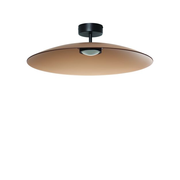 Nova Luce Polifemo - plafondlamp - Ø 60 x 18,5 cm - 17W LED incl. - mocabruin glas en zandzwart