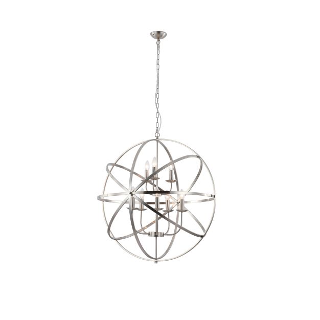Searchlight Orbit - hanglamp - Ø  80 x 200 cm - satijn zilver