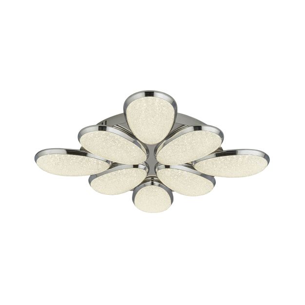 Searchlight Lori - plafondverlichting - 62 x 62 x 8 cm - 55W dimbare LED incl. - chroom en transparant