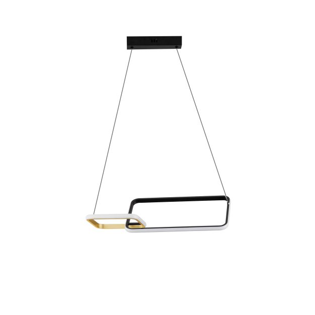 Nova Luce Imar - hanglamp - 54 x 150 x 30 cm - 36W dimbare LED incl. - zandzwart en goud