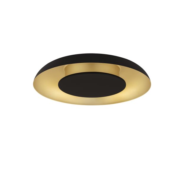 Nova Luce Epos - plafondlamp - Ø 40 x 6 cm - 24W dimbare LED incl. - zandzwart en geborsteld goud