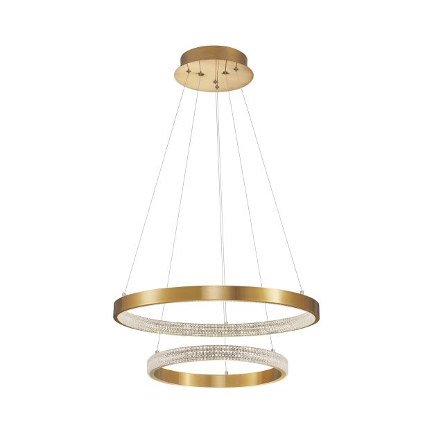 Nova Luce Preston - hanglamp - Ø 60 x 120 cm - 60W dimbare LED incl. - antiek goud messing