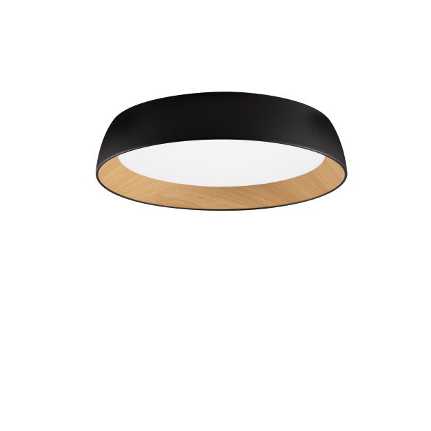 Nova Luce Sigi - plafondlamp - Ø 60 x 12 cm - 50W dimbare LED incl. - zandzwart en hout