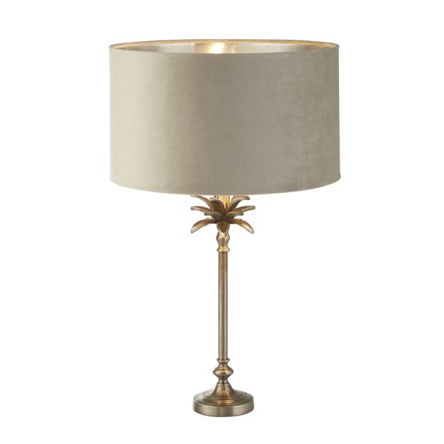Searchlight Palm - tafellamp - Ø 38 x 65 cm - antiek nikkel en taupe