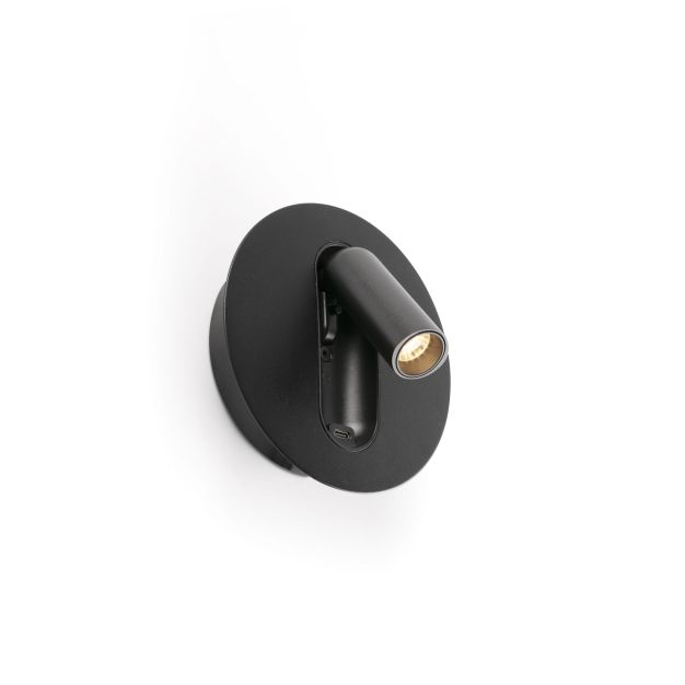Faro Timit - bedlamp met usb poort - 5,3 x 11,2 x 3 cm - 4,5W LED incl. - mat zwart