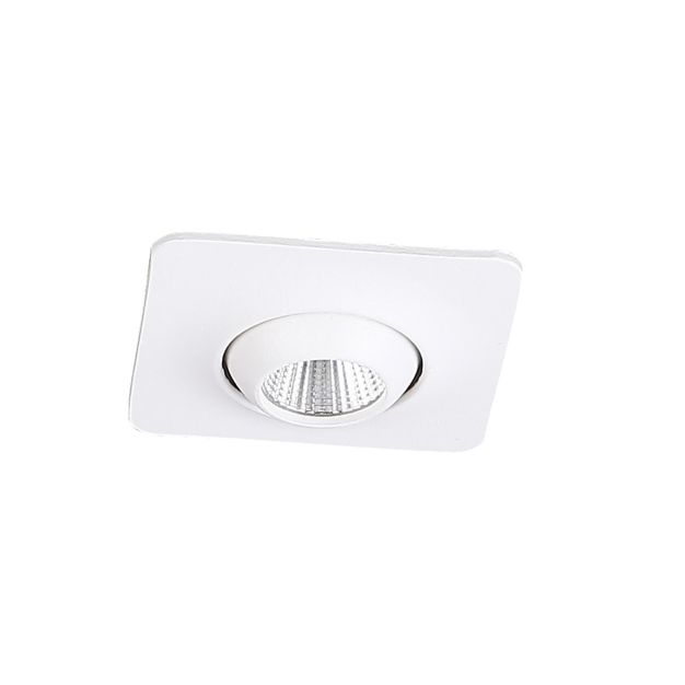 Dobac Yuca Square Tilted - inbouwspot 1L - 55 x 55mm, Ø 45 mm inbouwmaat - 3W LED incl. - wit