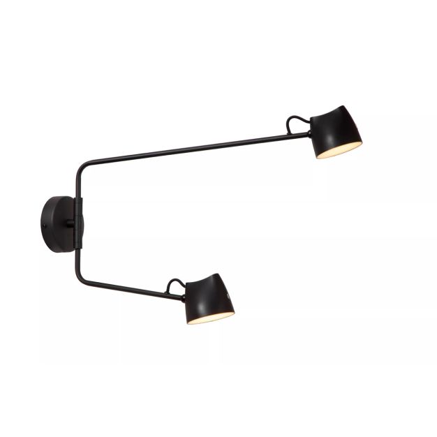Lucide Milne - wandlamp - 35 x 8 x 54 cm - 2 x 8W LED incl. - zwart