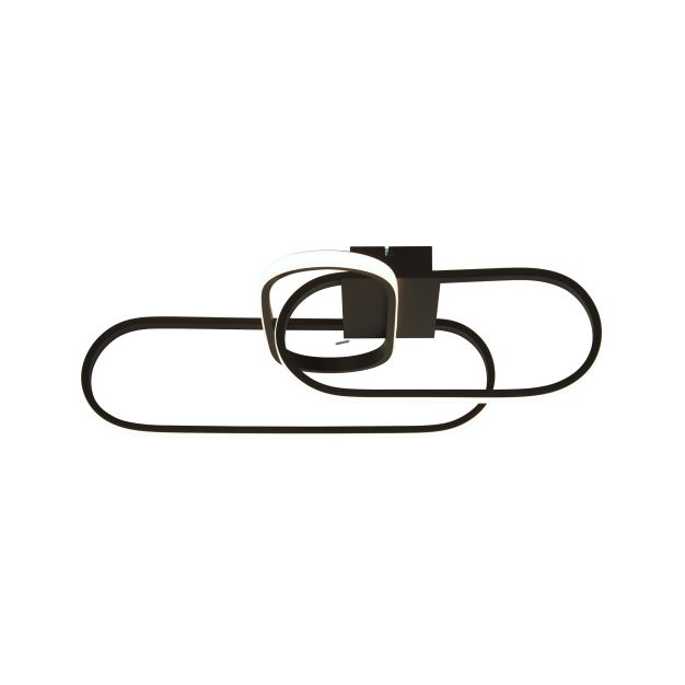 Searchlight Clip - plafondverlichting - 65 x 18 cm - 37W LED incl. - zwart en opaal