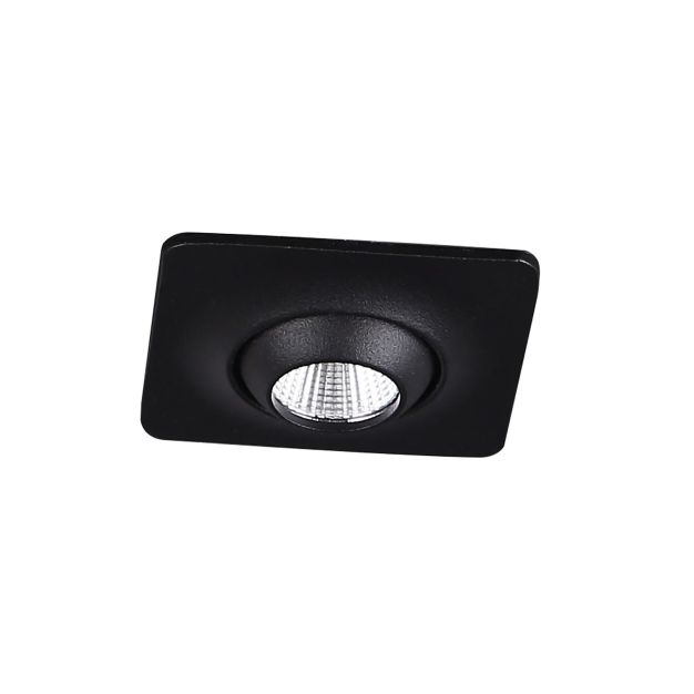 Dobac Yuca Square Tilted - inbouwspot 1L - 55 x 55 mm, Ø 45 mm inbouwmaat - 3W LED incl. - zwart