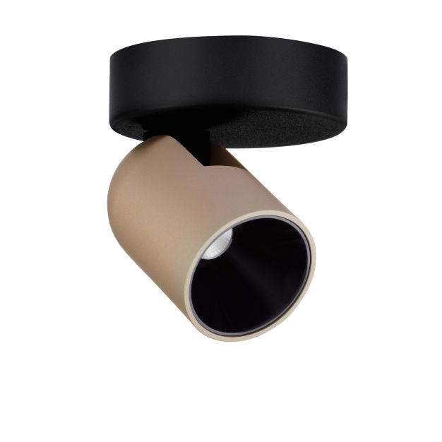 Nova Luce Sirmos - plafondlamp - Ø 10 x 12,6 cm - 8W dimbare LED incl. - Moca-koffie en zandzwart