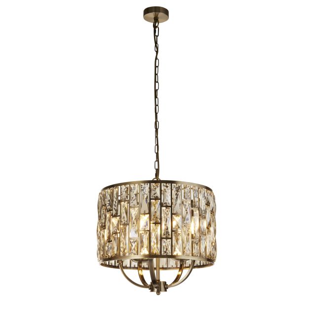 Searchlight Bijou - hanglamp - Ø 44 x 150 cm - antiek messing en champagne