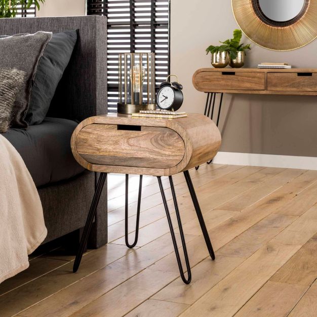 Vico Barrel - nachtkastje - 50 x 35  60 cm - mangohout