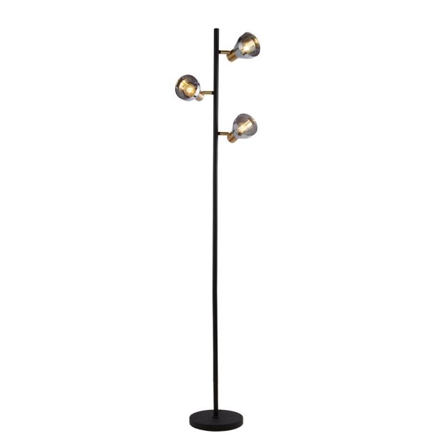 Searchlight Westminster - vloerlamp - 33 x 22 x 153 cm - zwart en satijn messing