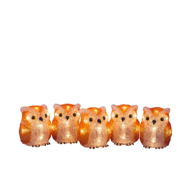 Konstsmide kerstverlichting - 5 decoratieve uiltjes - 10 x 7,5 x 500 cm - IP44 - bruin