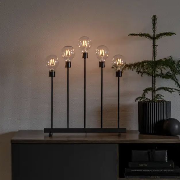 Konstsmide kerstverlichting - kandelaar - 45 x 13 x 54 cm - mat zwart