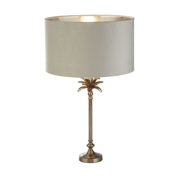 Searchlight Palm - tafellamp - Ø 38 x 65 cm - antiek nikkel en grijs
