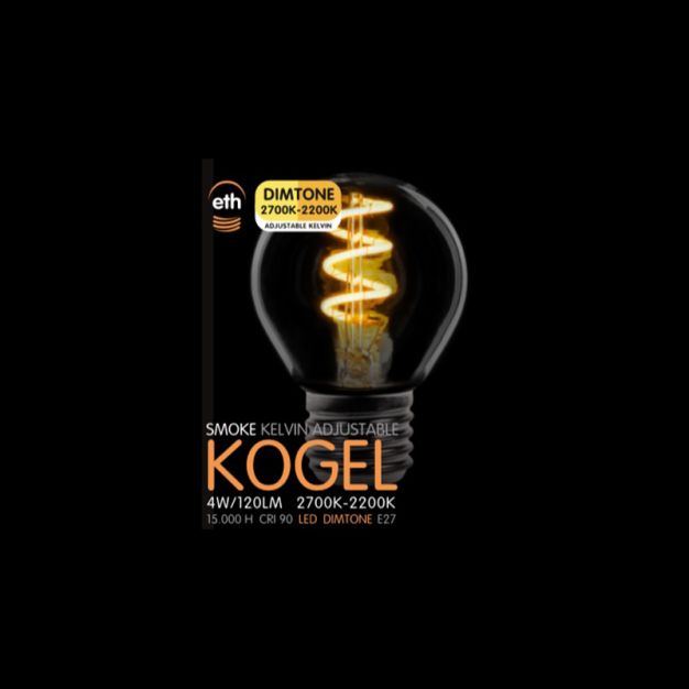 ETH LED Spiral Bullet - E27 - dimtone - 4W - 2700K tot 2200K – gerookt