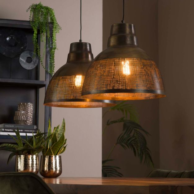 Vico Screen - hanglamp - 95 x 38 x 150 cm - brons antiek