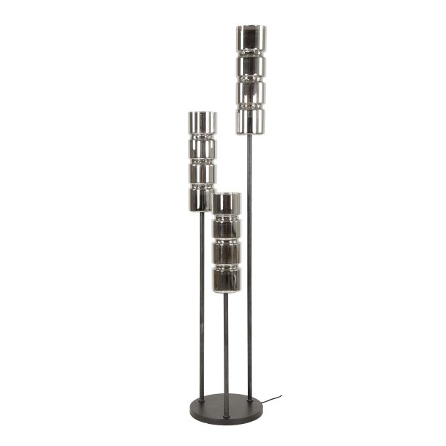 Vico Stepped Cylinder Glass - vloerlamp - 155 cm - zwart