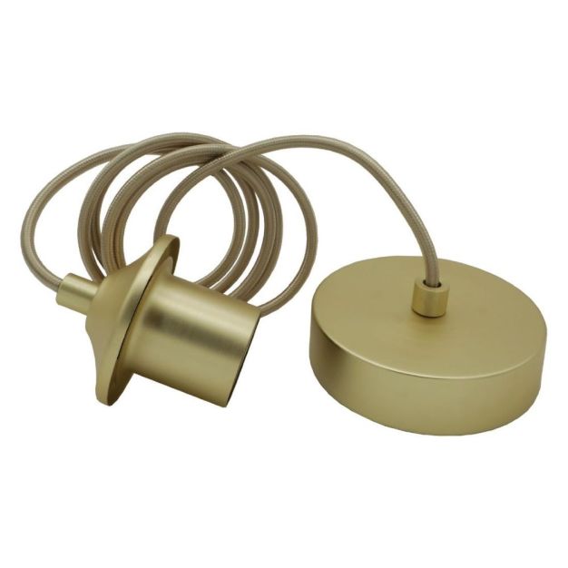 Artdelight Pendel - hanglamp met strijkijzersnoer - Ø 10 x 150 cm - mat goud