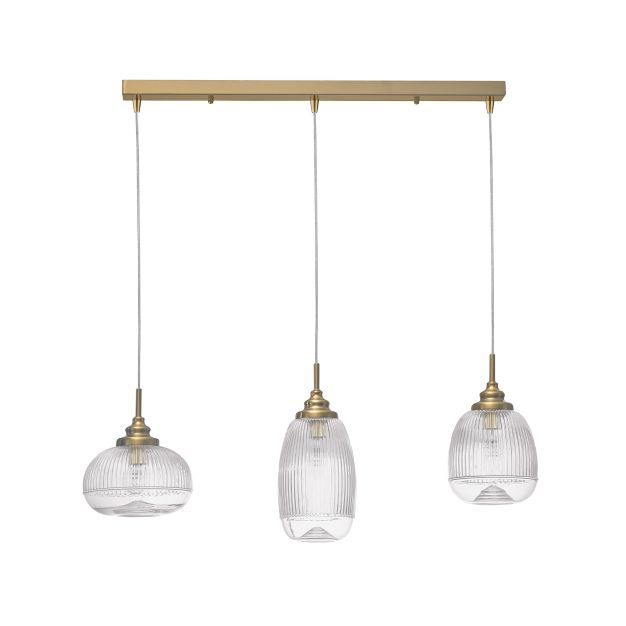Nova Luce Mond - hanglamp - 76,5 x 18 x 120 cm - satijn goud en transparant
