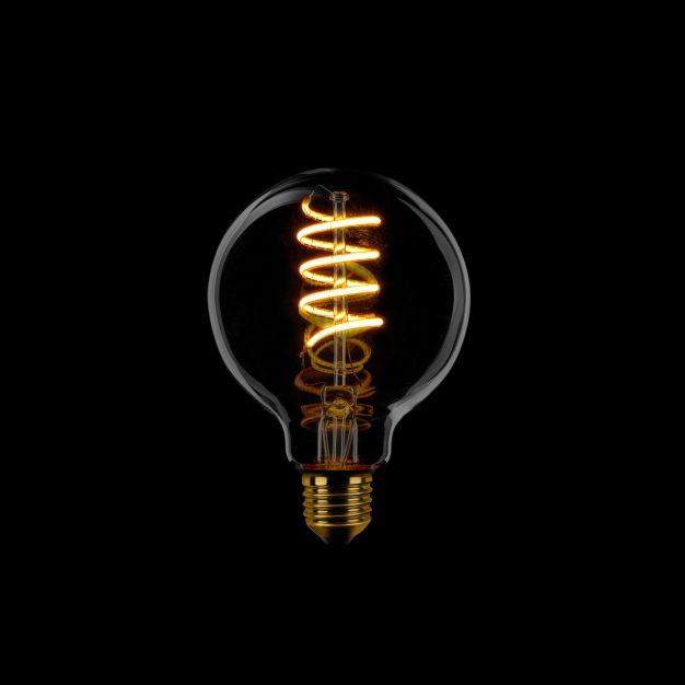 ETH Globe Spiral LED Filament - Ø 8 cm - E27 - dimbaar - 7,5W - 2200K  - transparant