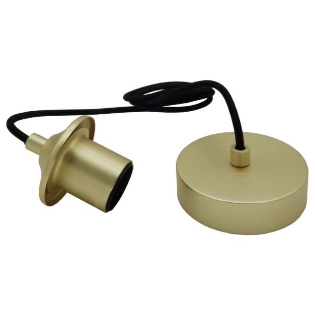 Artdelight Pendel - hanglamp met strijkijzersnoer - Ø 10 x 150 cm - mat goud en zwart