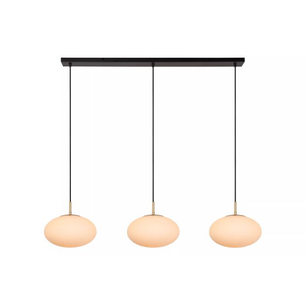 Lucide Elysee - hanglamp - 130 x 30 x 150 cm - zwart, opaal en messing