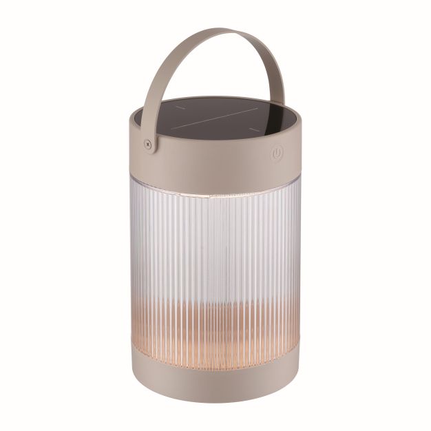 Nordlux Coupar Solar - buiten tafellamp op batterijen - Ø 14 x 22 cm - 3 stappen dimbaar - 3,2W LED incl. - IP44 - zand