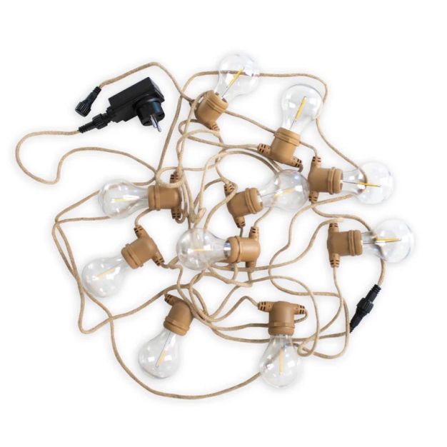 New Garden Garland Allegra - lichtslinger met vervangbare lichtbronnen - 8m slinger waarvan 3,25m snoer - 10 LED-lampen incl. - IP44 -  jute