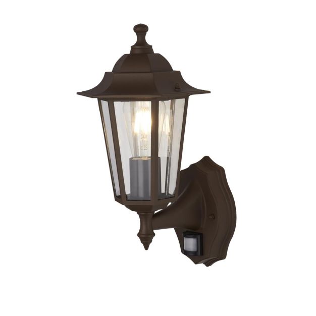 Searchlight Alex - buiten wandlamp met PIR-sensor - 17 x 37 cm - IP44 - rustiek bruin