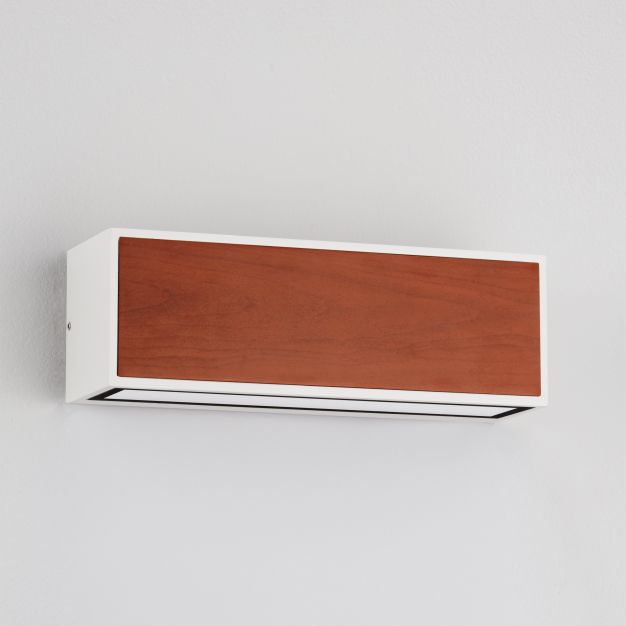 Nova Luce Brown - buiten wandverlichting op zonne-energie - 25,8 x 8,6 x 8,6 cm - 2W LED incl. - IP65 - zandwit en hout